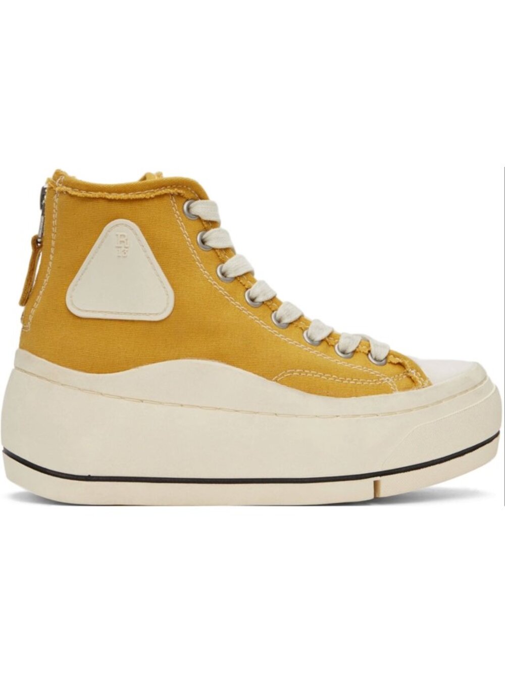 R13 Kurt High-Top Yellow Canvas Platform Sneakers Womens 7 Mens 5